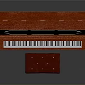 Classic Red Upright Piano Furniture With Carved Details And Stool