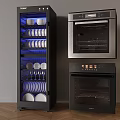 Haier Kitchen Appliances With Built In Ovens And Illuminated Storage Cabinet Holding Dishes And Cups