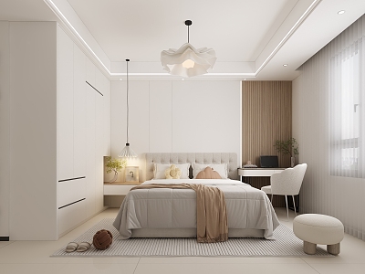 Modern master bedroom room black and white gray master bedroom room wardrobe chandelier ceiling lamp hanging picture master bedroom background wall bed toilet door 3d model