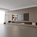 Modern TV Stand with Built-in TV Fireplace Open Shelves and Living Room Decor