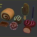 Assorted Chocolate Desserts With Ice Cream Bar Swirl Roll Truffle Nutty Ball And Filled Pieces