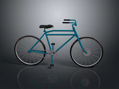 Blue Bicycle with Double Frame Black Seat Handlebars and White Rims 3d model