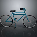 Blue Bicycle with Double Frame Black Seat Handlebars and White Rims