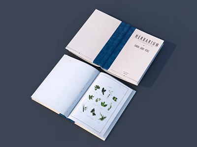 Open Book Displaying Plant Illustrations on Pages and Cover with Narration Title 2022 2023 3d model