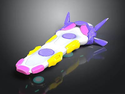 Colorful Household Gadget With Purple Pink Yellow White Spiked Design And Circular Decorations 3d model