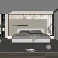 Modern Bedroom Interior Design With Comfortable Bed Accent Wall Decorative Art And Wardrobe
