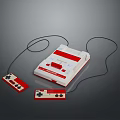 Red And White Retro Game Console With Two Connected Controllers Classic Design
