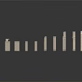 Arranged Dominoes In City Like Structure With Various Heights On White Background