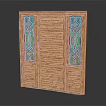 Wooden Door With Stained Glass Side Panels And Traditional Design Elements
