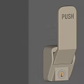 Modern Door Handle with Push Sign and Keyhole in Brushed Metal Finish