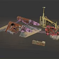 Industrial Mechanical Equipment With Rusty Metal Structures Pipes And Metallic Components