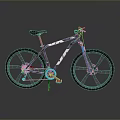 Stylish Blue And White Mountain Bicycle With Black Tires And Reflective Surface