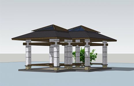 Modern Pavilion Double Pavilion 3d model