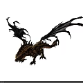 Mythical Dragon Game And Movie Character With Black Wings And Brown Scaly Body