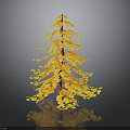 Decorative Tree With Yellow Orange Leaves And Red Trunk On Dark Background