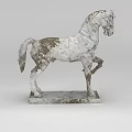 Tech Exhibition Hall Displays White Worn Horse Shaped Sculpture With Square Base