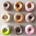 Assorted Delicious Donuts With Colorful Toppings Glazed Sprinkles And Chocolate Drizzle