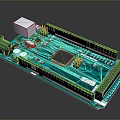 Blue Arduino Electronic Circuit Board With Microchip Pins Ports And Components