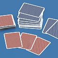 Red And Blue Playing Cards Stacked And Scattered For Card Games Entertainment