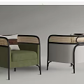 New Chinese Style Single Sofa Rattan Single Sofa 3d model