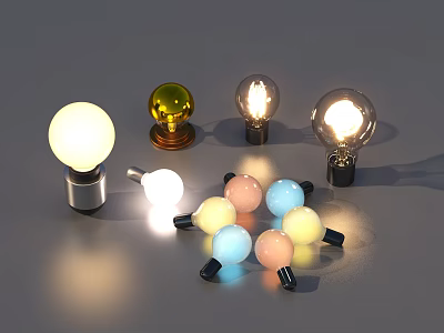 Colorful Stylish Lighting Combination With Assorted Bulbs Warm Glow And Decorative Bases 3d model