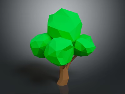 Minimalist Low Poly Tree With Green Foliage And Brown Trunk On Gray Background 3d model