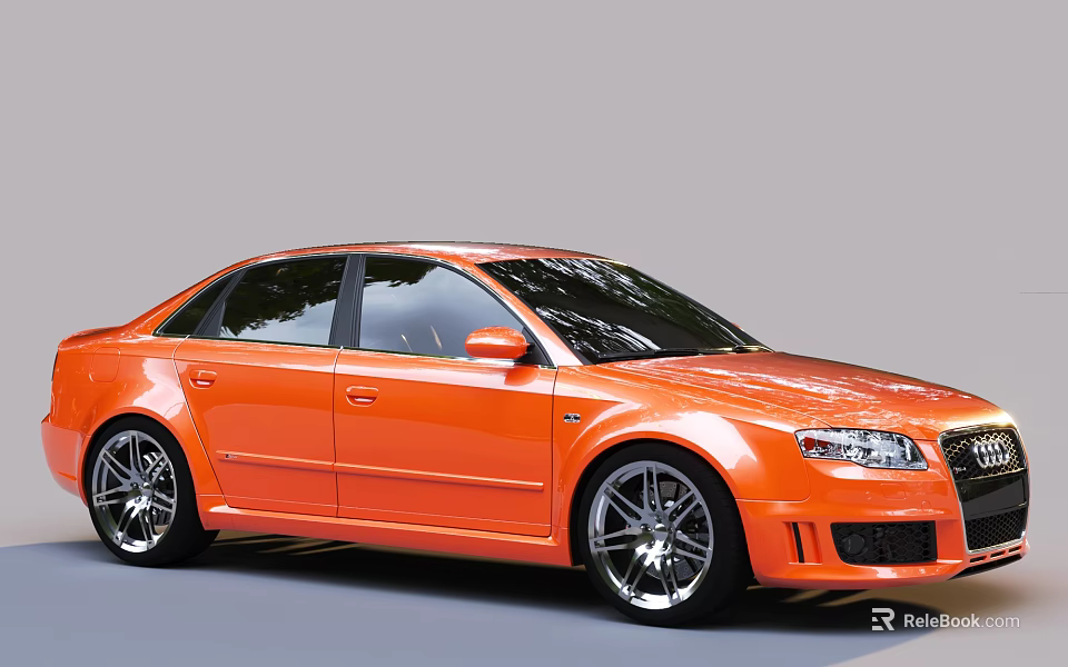 Stylish Orange Audi Sedan With Sporty Alloy Wheels And Tinted Windows 3d model 