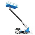 Truck Mounted Aerial Work Utility Vehicle With Extended Boom And Blue Platform