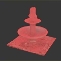 Three Tiered Outdoor Decorative Fountain With Stone Column Slab Base And Decorative Heads