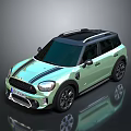 Light Green Modern SUV With Black Roof Rack Stripes And Alloy Wheels