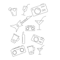 Vibrant Neon Decorative Lights with Wine Glass Camera Guitar Cassette and Martini Glass Designs