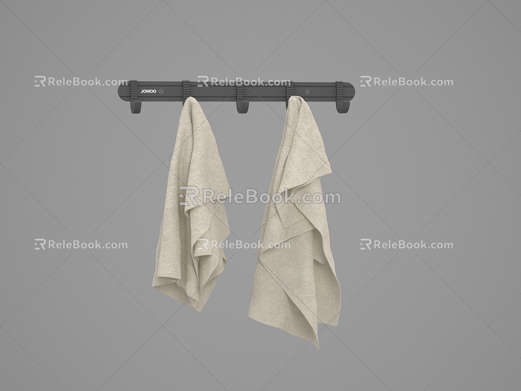 five rows of clothes hooks 3d model