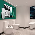 Modern Mall Store Interior With Reception Desk Black Pillar Marble Floor And Display Shelves