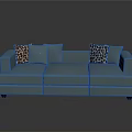 Modern Light Blue Sectional Sofa With Leopard Print And Solid Cushions