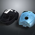 Black Laptop Bottom Case with Cooling Fan and Blue Top Cover Design