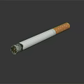 Isolated Burned Cigarette With White Body Orange Filter On Dark Background