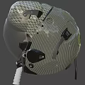 Futuristic Metallic Honeycomb Helmet With Visor Breathing Tube And Skull Interior