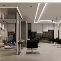 Modern Hair Salon Interior With Styling Chairs Mirrors And Elegant Decor
