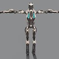 Game Movie Character Futuristic Robot With White Black Armor Extended Arms