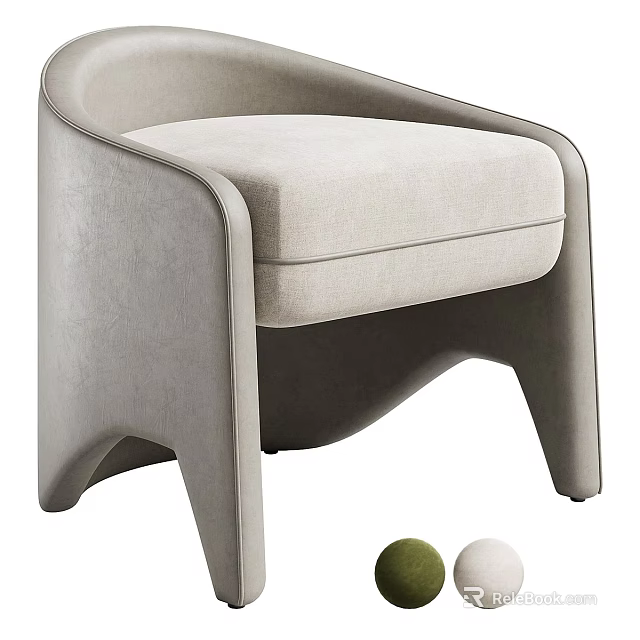 Modern Minimalist Light Gray Single Sofa With Curved Armrests And Decorative Colored Balls 3d model 