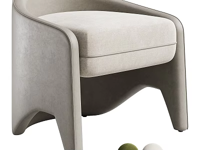 Modern Minimalist Light Gray Single Sofa With Curved Armrests And Decorative Colored Balls 3d model