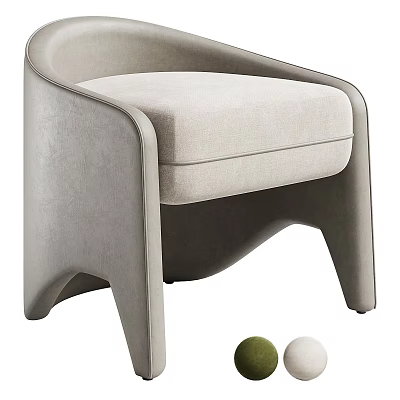 Modern Minimalist Light Gray Single Sofa With Curved Armrests And Decorative Colored Balls 3d model