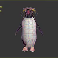 Cute Penguin Character With Yellow Eyebrows Red Beak And Pink Feet