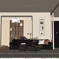 Middle Ancient Living Room Middle Ancient Chandelier Middle Ancient TV Background Wall Middle Ancient Sofa Coffee Table Combination Middle Ancient Entrance Partition Glass Partition Middle Ancient Single Chair Middle Ancient Moving Door 3d model