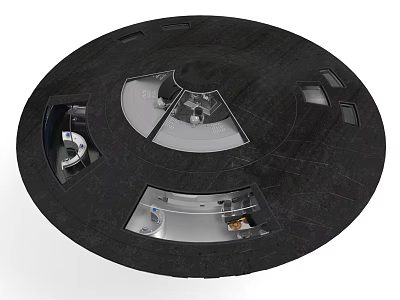 Circular Black Device Design With Transparent Middle Section And Internal Metallic Components 3d model