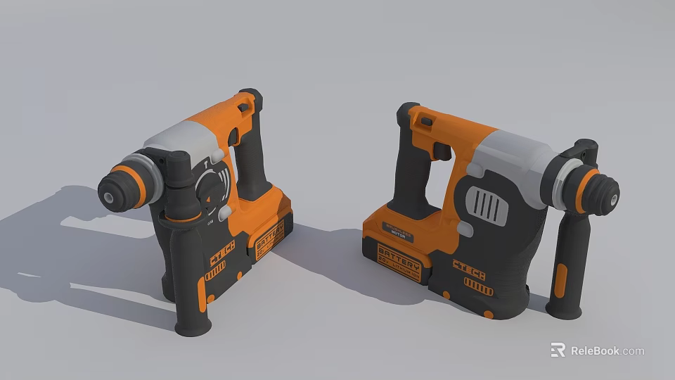 Industrial Hammer Drills Orange Black Crocodile 1000W Powerful Cordless Tool Design 3d model 