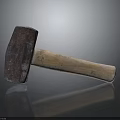 Rustic Hardware Tool Hammer with Wooden Handle and Metal Head on Reflective Surface 3d model