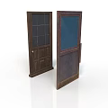 Vintage Wooden Doors With Glass Panels And Dark Wooden Finish