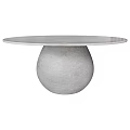 Modern Minimalist Round Dining Table Set With Light Marble Top And Spherical Base 3d model