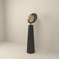 Modern Black Floor Lamp With Cylindrical Stand And Round Beige Shade